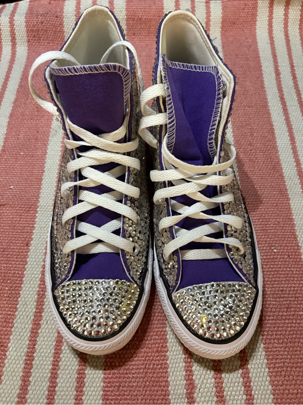 Converse Purple Rhinestone High-Top Sneakers for Women